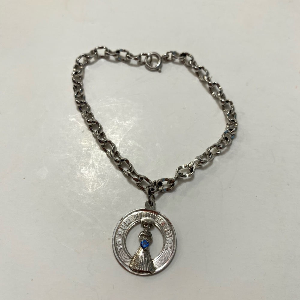 Vintage Sterling Silver Charm Bracelet 7" To Our Flower Girl